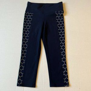 Athleta Sz M Capri Blue White Eyelet Leggings Running Yoga Workout
